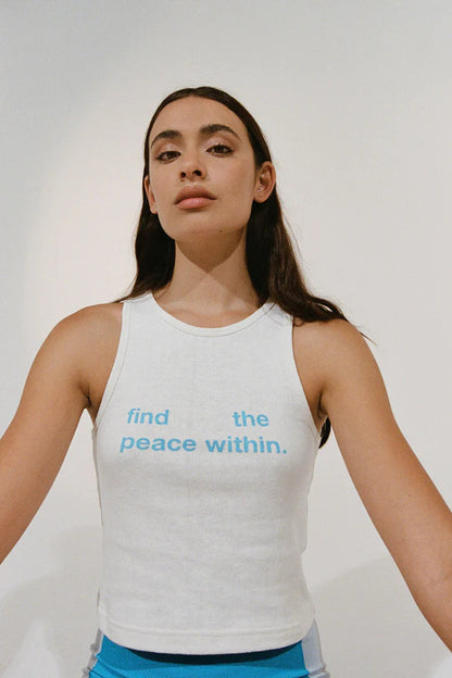 Pinky & Kamal Peace Racer Singlet - Natual/Azure Blue